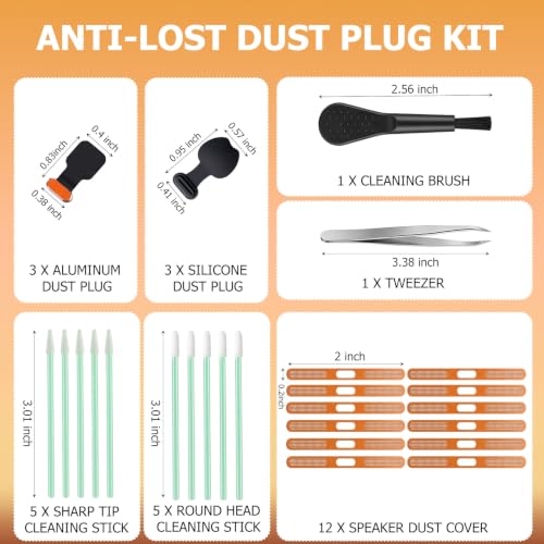 30Pcs Metal USB C Dust Plug with Speaker Dust Cover iPhone 17 ProMax Orange - size: for 17 Pro Max Orange