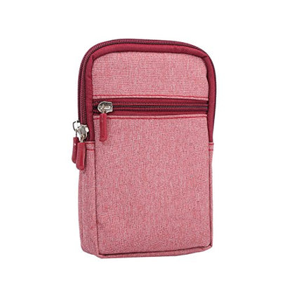 Men's Cell Phone Waist Bag Vertical, Cellphone Belt Loop Holster, Outdoor Sport Travel Nylon Small Mobile Phone Pouch Smartphone Waist Bag with Carabiner Hook Pen Holder Zipper Handbag Carrying Case - color: Wine Red