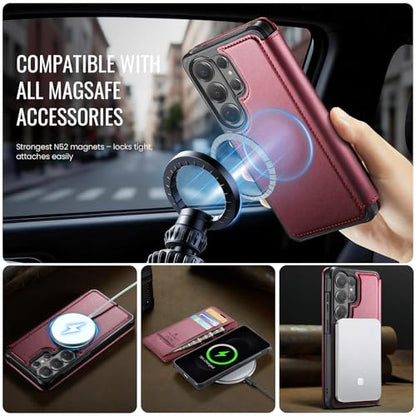 for Samsung Galaxy S26 Ultra - Slim Case Magnetic Wallet, WineRed - color: Wine Red, size: Galaxy S26 Ultra
