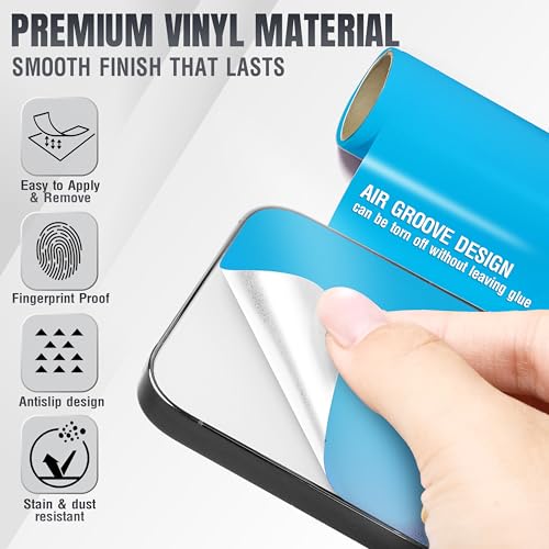 2Pcs Skin Wrap Compatible for iPhone 15 Pro – Slim Decal Vinyl Protective Film for Sides & Back – Sleek Fit, Premium Look – Compatible with All iPhone 15 Pro Cases - Matte Ocean Blue - color: Matte Ocean Blue