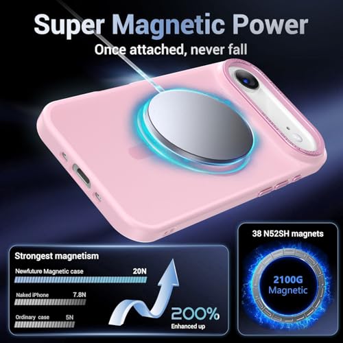 Newfuture Magnetic for iPhone Air Case Matte Shockproof, Chalk Pink | Military Drop Protection, Slim Matte Anti-Fingerprint, Compatible with Magsafe, Camera Guard, Translucent Protective Cover - color: Chalk Pink, size: iPhone Air 6.5 inch