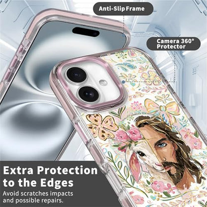 VisEnt Clear Case for iPhone 16, Magnetic Phone Case, Transparent Slim Cover, Military Grade Protection, Shockproof, Anti-Yellowing, Scratch Resistant, Christian Jesus Lamb - color: Christian Jesus Lamb, size: Iphone 16