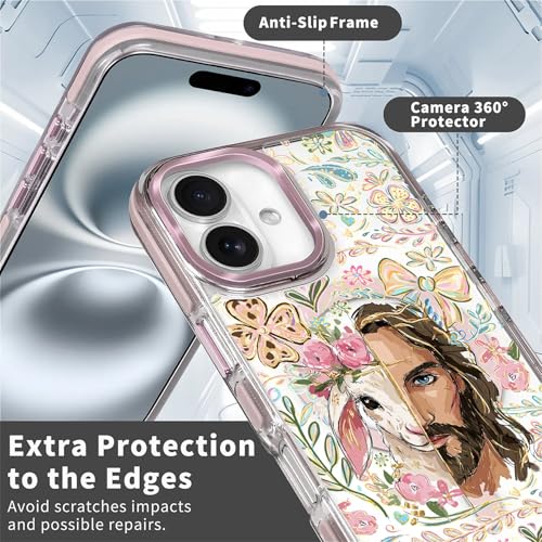 VisEnt Clear Case for iPhone 16, Magnetic Phone Case, Transparent Slim Cover, Military Grade Protection, Shockproof, Anti-Yellowing, Scratch Resistant, Christian Jesus Lamb - color: Christian Jesus Lamb, size: Iphone 16