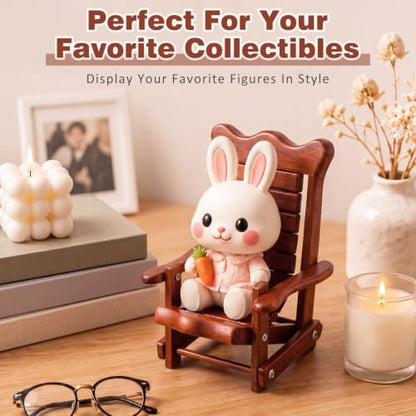 Kingdder 1 Pcs Cute Chair Phone Holder, Adjustable Wooden Cell Phone Stand, Folding Mini Rocking Chair Decor, Portable Wood Smartphone Holder for Smartphone, Doll Display, Desk Decor, Office, Gift