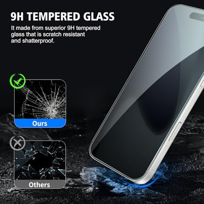 2+2 Pack for iPhone 17 Pro Max Privacy Screen Protector with Camera Lens Protector, Anti Spy Tempered Glass Protection Film with Easy Installation Frame, 9H Hardness, Scratch Resistant, Case Friendly - size: iP17 Pro Max Privacy