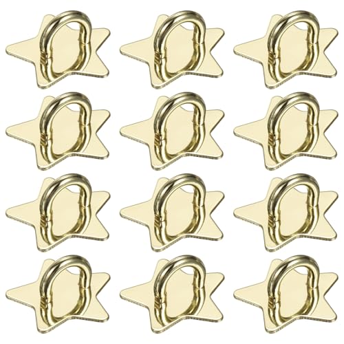 PATIKIL Metal Phone Charm Hook 1", 12Pcs Adhesive Star Shaped Phone Finger Grip Hook Smartphones Keychain Ring Charm Loop for DIY Tablet Case Accessories, Gold - color: Gold