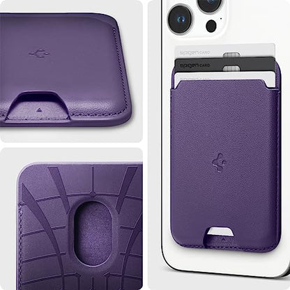 Spigen for MagSafe Wallet, Holds 3 Cards, Strong Magnet, Valentinus MagFit - color: PU Purple, size: 3-Cards