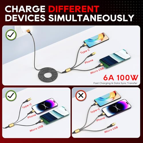 UCEC 5 in 1 Multi Charging Cable 6FT USB C/USB A to Phone/Type C/Micro USB