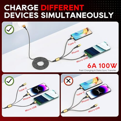 UCEC 5 in 1 Multi Charging Cable 6FT USB C/USB A to Phone/Type C/Micro USB