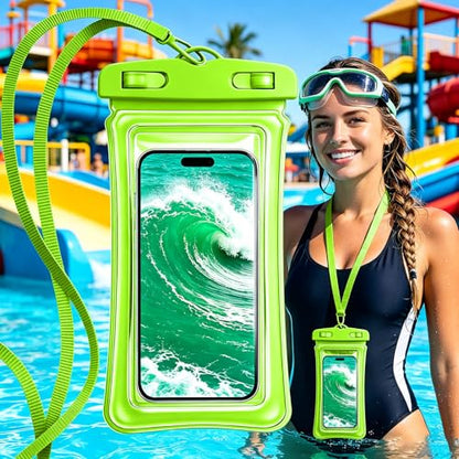 Universal Phone Dry Bag Waterproof Case for Smartphone, Touch Screen Friendly Floatable Pouch for Swimming Beach Boating Kayak (Green) - color: Green