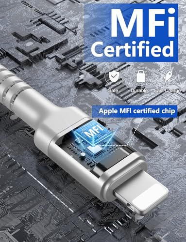 USB to Lightning Cable 6FT [Apple MFi Certified] iPhone Charger Cable - color: Silver, size: 6FT, style: USB A to Lightning