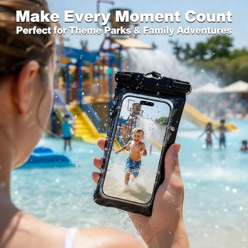 HEYSONG Waterproof Phone Pouch with Touch Screen, Secure Phone Protector for Beach, Kayaking & Water Activities, Fits Large Phones