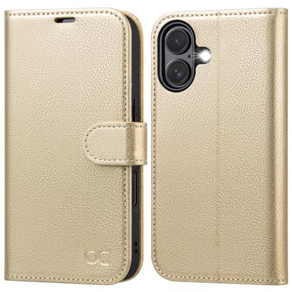 OCASE for iPhone 17 Wallet Case, Card Holder, Gold | RFID Blocking, Kickstand, Magnetic Closure, PU Leather Flip Folio, Shockproof TPU Shell, Protective Phone Cover (6.3") 2025 - color: Gold