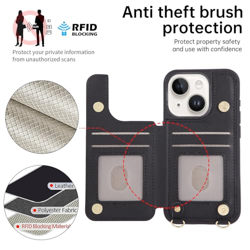 Crossbody Wallet Case for iPhone 11(6.1") with Detachable Strap - PU Leather Flip Folio with Card Slots & RFID Blocking, Sparkling Diamond Accents-Black - color: Black, size: iPhone 11(6.1")