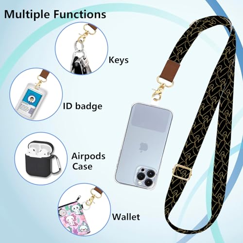 Phone Lanyard Wrist Strap Crossbody Adjustable, Cell Phone Lanyard for Around The Neck Shoulder Wristlet Strap - color: Doodle Hearts