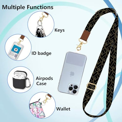 Phone Lanyard Wrist Strap Crossbody Adjustable, Cell Phone Lanyard for Around The Neck Shoulder Wristlet Strap - color: Doodle Hearts