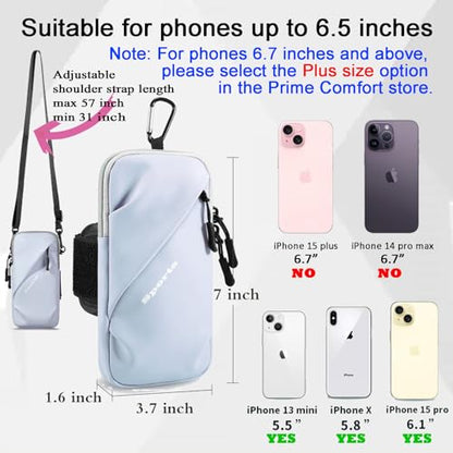 Prime Comfort Cell Phone Carrier - Arm Band, Cross Body Bag, Holster for Men Women - Cell Phone Holder for Running Walking - Light Blue - color: Light Blue
