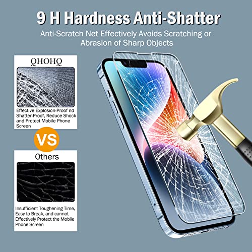 QHOHQ 3 Pack Screen Protector for iPhone 14 / iPhone 13 [6.1 Inch] with 3 Pack Tempered Glass Camera Lens Protector, Ultra HD, 9H Hardness,Case Friendly - size: iPhone 13 6.1 Inch / iPhone 14 6.1 Inch