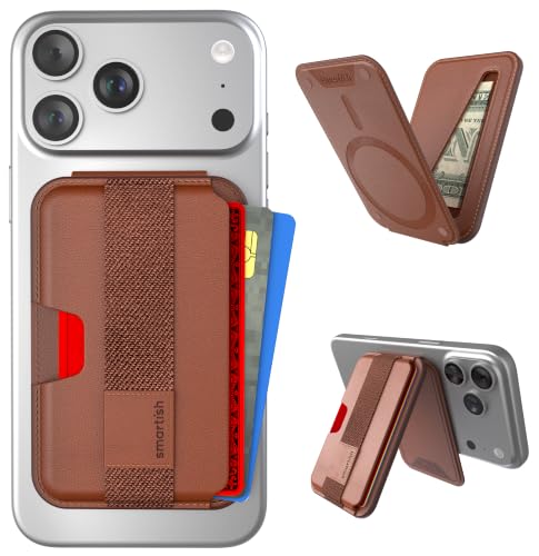Smartish MagSafe Wallet, Side Hustle Flip, Card Holder, Grip & Stand, Brown - color: Chestnut Brown, size: Flip - Grip & Kickstand