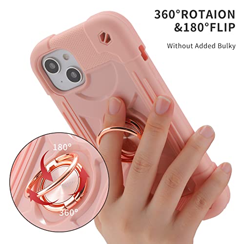 MARKILL Compatible with iPhone 14 Plus Case 6.7 Inch with 360 Degree Rotate Ring Stand, Military Grade Drop Protection Full Body Rugged Heavy Duty Protective Cover for iPhone 14 Plus Pink - color: Pink, size: iPhone 14 Plus 6.7"