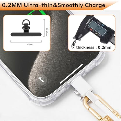 Phone Tether Tab, 360° Rotation Ultra-thin 0.2mm Bending Design Universal Stainless Steel Phone Lanyard Tab Without Adhesive,Metal Phone Lanyard Replacement Patch for Cell Phone (Black) - color: G