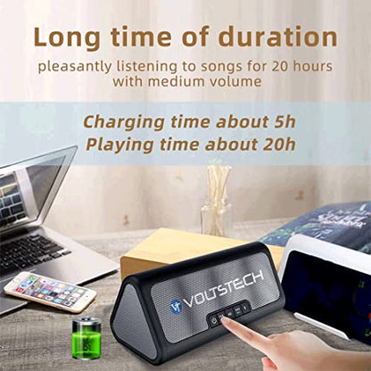 Bluetooth Wireless Charging Speaker Dock Station, NE100 Premium Stereo Sound Super-Bass Speaker, 3 in 1 Audio Player with Built-in Mic for Handsfree Calls Compatible with iPhone and Samsung Phones