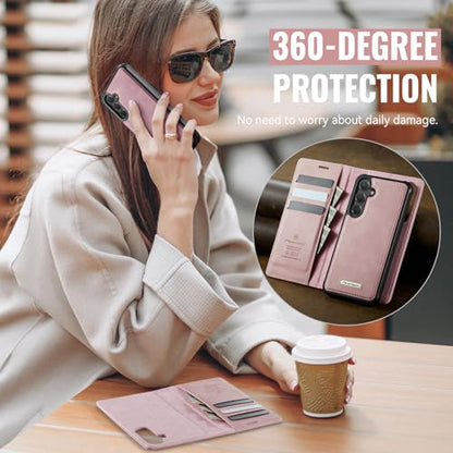 for Samsung Galaxy S26 5G 2in1 Detachable Wallet Case, Pink | Compatible with Magsafe, Magnetic, RFID Blocking Card Holder, Shockproof, Kickstand, Wireless Charging, PU Leather Flip Cover - color: (Detachable 2 in 1)-Pink, size: Galaxy S26