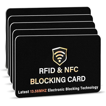 SaiTech IT 5 Pack RFID Blocking Card for Credit Debit ID Card, Black | Slim Anti-Theft Contactless NFC RFID Blocker Protector, Easily Fit into Wallet and Purse, for Men & Women - color: Black