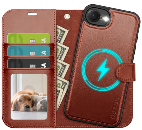 OCASE for iPhone 17e Case/iPhone 16e Detachable Wallet Case with Card Holder, 2 in 1 Pu Leather Flip Folio with RFID Blocking Stand Wrist Strap Shockproof Phone Cover 6.1 Inch 2025, Brown - color: Brown, size: iPhone 16e/ iPhone 17e