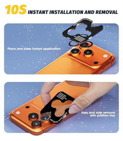 (3 Sets) Orzero Camera Lens Protector Compatible for iPhone 17 Pro&17 Pro Max&16 Pro&16 Pro Max&15 Pro&15 Pro Max&14 Pro&14 Pro Max, [EZ Install] [Case-Friendly] 9H Tempered Glass Bling Lens Cover, Military-Grade Shockproof, HD Clarity Anti-Glare - Transp