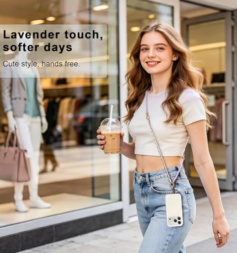 memumi Anti-Theft Phone Lanyard Crossbody for iPhone & Android, 3-in-1 Neck & Wrist Strap, 66 lbs Pull-Tested, Universal Phone Strap for Travel, Concerts & Girls, Lavender Purple - color: Lavender Purple