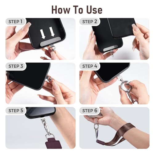 Tiostep Clip and Go Strap for Phone with Wallet Crossbody Phone Lanyard Adjustable and Detachable RFID Wristlet Wallet (Black Brown Checkered, Medium) - color: Black Brown Checkered, size: Medium