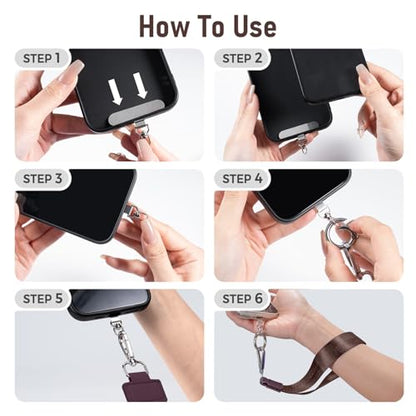Tiostep Clip and Go Strap for Phone with Wallet Crossbody Phone Lanyard Adjustable and Detachable RFID Wristlet Wallet (Black Brown Checkered, Medium) - color: Black Brown Checkered, size: Medium