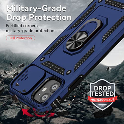 for iPhone 11 Case,with Screen Protectors and Camera Cover,[Military Grade] 16ft.Drop Tested Cover with Magnetic Kickstand Protective Case for iPhone 11 6.1 inch, Blue - color: Blue