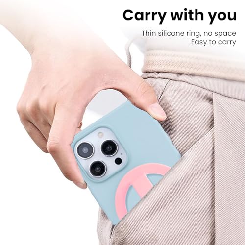 Magnetic Silicone Phone Grip Ring Holder Compatible with MagSafe Phone Case - color: Pink