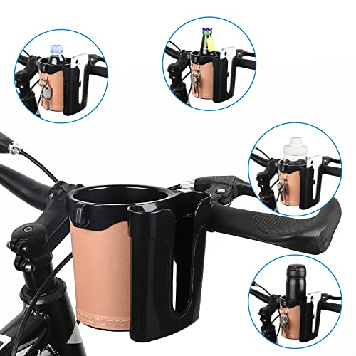 Accmor 3-in-1 Bike Cup Holder with Cell Phone Keys Holder, Bike Water Bottle Holders, Universal Bar Drink Cup Can Holder for Bicycles, Motorcycles, Scooters, Black Beige - color: Black Beige