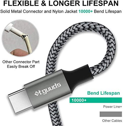 etguuds Long USB to USB C Cable, 16ft USB A to USB C Cable Fast Charging - color: Gray