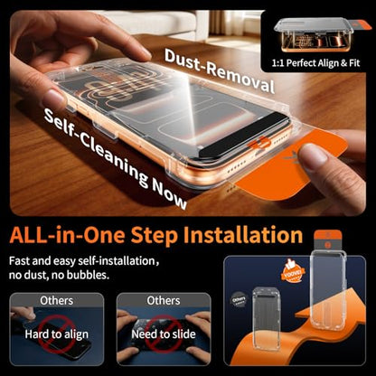 2 Pack for iPhone 17 Pro Max Screen Protector, 9H+ Hardness Tempered Glass Full Edge Coverage, Military-Grade Shatter Protection, HD Clear & Sensitive Touch, Easy Installation - size: for iPhone 17 Pro Max