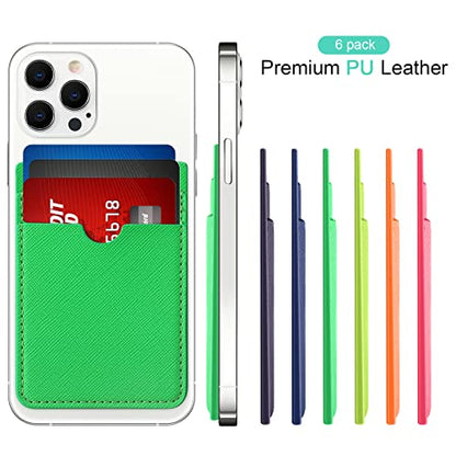 Weewooday 6 Pcs 6 Pcs Stick on Phone Card Holder Wallet, Solid, Fresh Color - color: Fresh Color