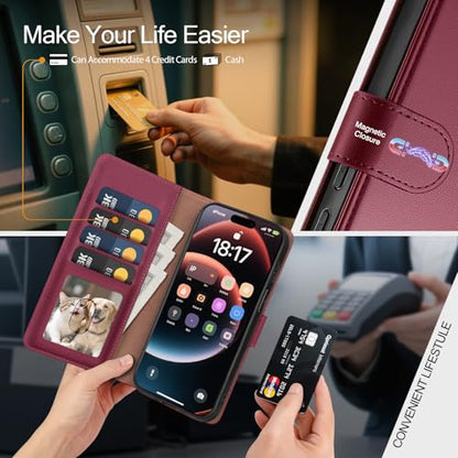 Compatible with Samsung Galaxy S26 Plus Case Wallet with Card Holder [4 Card Slot] Women Men,RFID Blocking PU Leather Phone Case Flip Protector Cover Credit Card Slot Kickstand,Wine Red - color: Wine Red, size: Samsung Galaxy S26 Plus - 6.7"
