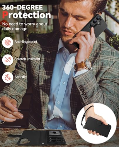 OCASE for Samsung Galaxy S26 Detachable Wallet Case with Card Holder, [2 in 1] PU Leather Flip Folio Case with RFID Blocking Stand Wrist Strap Shockproof Phone Cover 2026, Litchi Black - color: Litchi Black, size: Samsung Galaxy S26