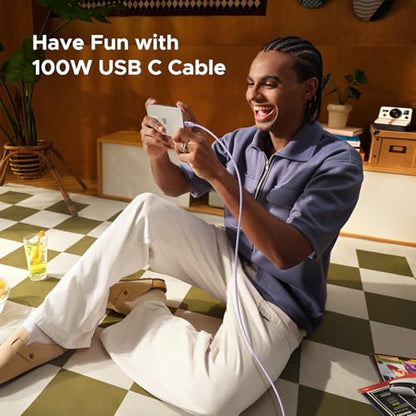 UGREEN Uno USB C Cable 100W with LED Display, Fast Charging, 6.6ft, Purple - color: Purple, size: 3.3 FT