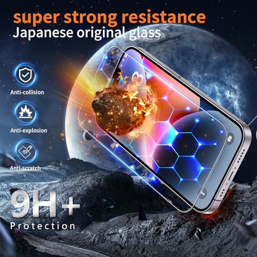 Screen Protector forc 6.1 inch [Auto Dust Elimination] Full Coverage Tempered Glass Film 9H+ Military-Grade Protection,[No Bubbles No Dust] [2 Pack] - size: iPhone 13/13Pro/14