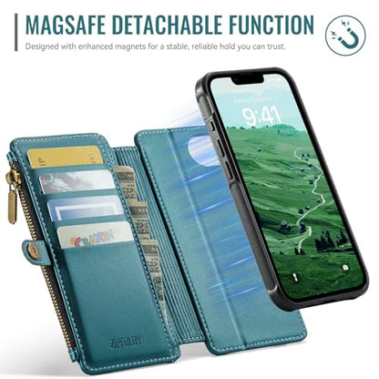 for iPhone 16E - Phone Case Wallet Magnetic Detachable, Turquoise - color: Turquoise, size: iPhone 16E