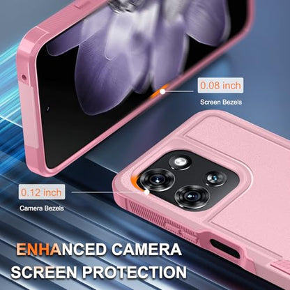for Moto G 5G 2025 Case, Full Body Heavy Duty Rugged Shockproof Protective Phone Cover with Lanyard Strap, Tempered Glass Screen Protector, Cute Pink | with Tempered Glass Screen Protector+Lanyard Strap,Rugged Shockproof Protective Phone Case - color: Cut