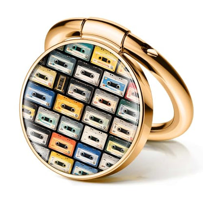 Cell Phone Ring Holder, Cute Phone Ring Grip Stand, 360°Rotation Funny Metal Kickstand Finger Grip Cute Colorful Cassette - color: Cute Colorful Cassette