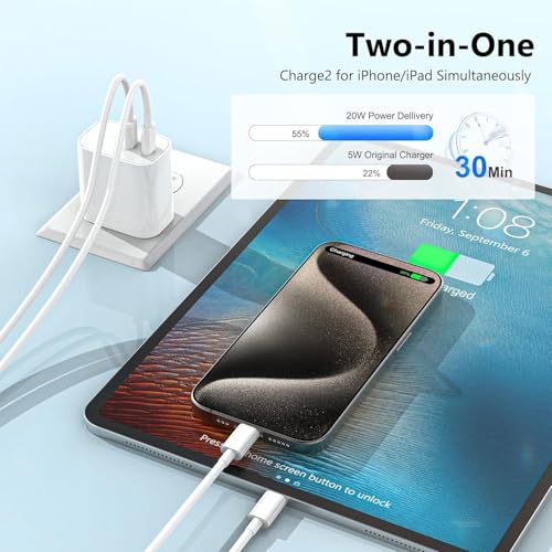 iPhone 17 16 15 Charger,3-PackDual Port USB C,Fast Charging Block - color: pure white, size: 6ft