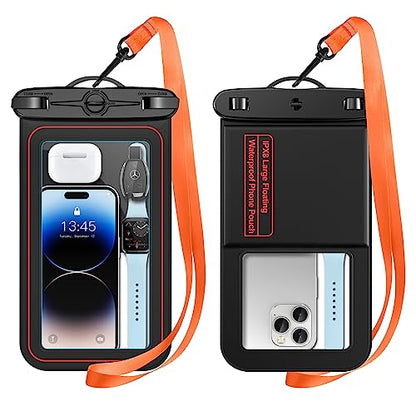 Waterproof Phone Pouch, IPX8 Waterproof Phone Case for iPhone 17/16/15/14/13/12/11/SE Series, Cell Phone Dry Bag for Beach & Cruise Essentials, Lanyard Included, Touch Screen (Fits Up to 8.9”), Black