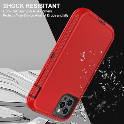YKHJKLEC for iPhone 11 Pro Case, Military Grade 3 in 1 Heavy Duty Shockproof/Drop Proof/Dust Proof Case with 2Pcs Tempered Glass Screen Protector (Red/Black) - color: Red/Black