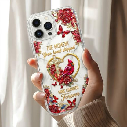 The Moment My Heart Changed Forever - Personalized Clear Silicone Phone Case Custom Photo Picture Protective Cover Smartphone Accessory Meaningful Present for Mom Dad